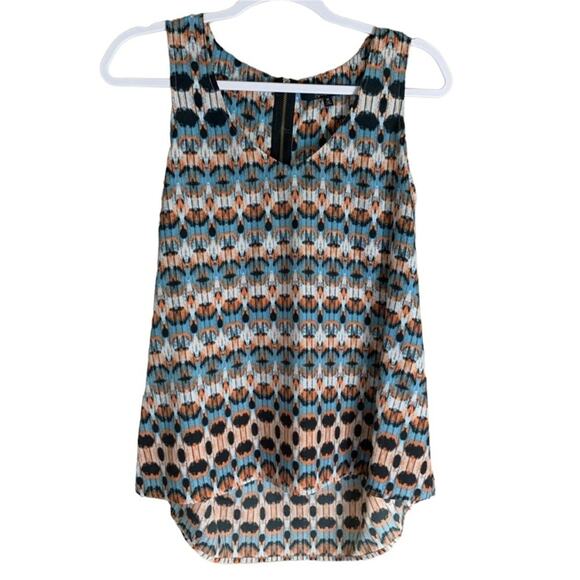 19 Cooper Ikat High-Low Tank Top Zipper Back Size Medium - Picture 1 of 8